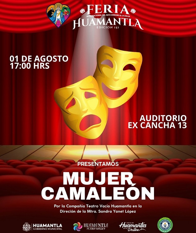 ‘Mujer Camaleón’ se presenta en Huamantla como parte de la Feria del Arte Efímero y de la Dalia 2025
