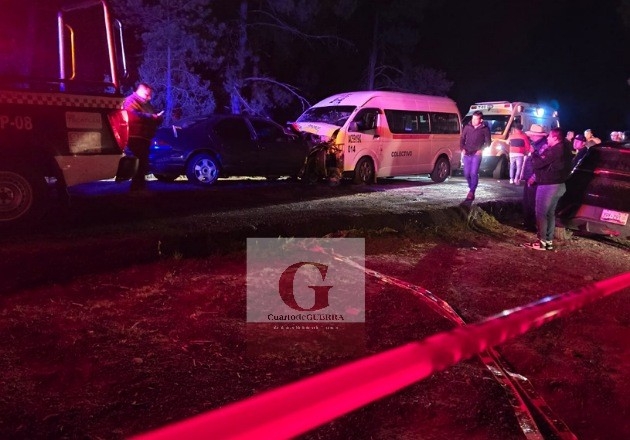 Trágico choque frontal en San José Teacalco deja un muerto y al menos cuatro heridos