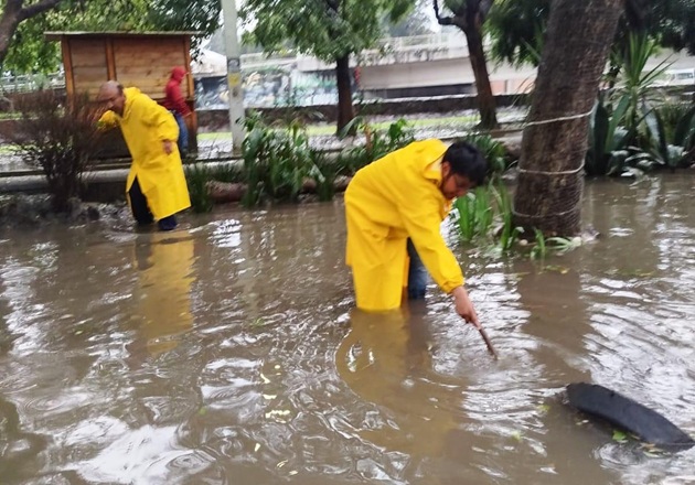 Da gobierno municipal respuesta inmediata ante efectos de fuerte lluvia y granizo en la capital