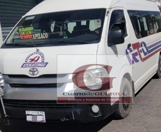 Roban unidad de transporte público de la ruta Apizaco- Atexcatzinco; conductor fue abandonado en Terrenate