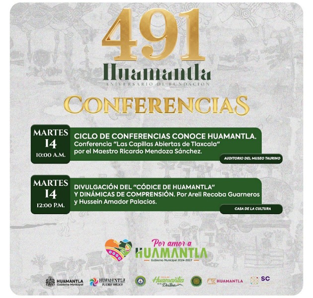 Este martes 14 de octubre continúan las actividades culturales por el 491 aniversario de Huamantla