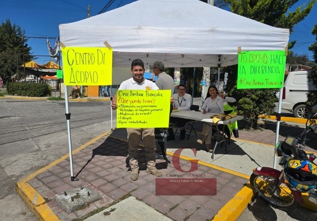 Cruz Ámbar activa la solidaridad en Panotla con centro de acopio para damnificados por lluvias