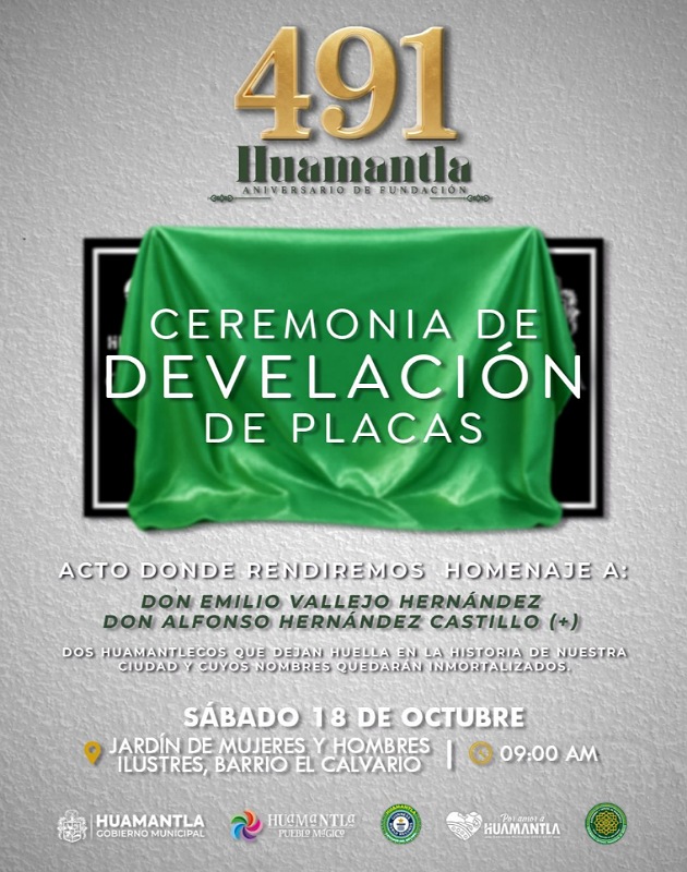 Huamantla rinde homenaje a sus hombres ilustres en el marco del 491 aniversario de su fundación