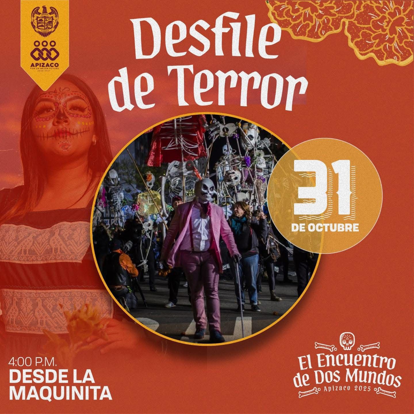 El Ayuntamiento de Apizaco invita al Gran Desfile de Terror 2025
