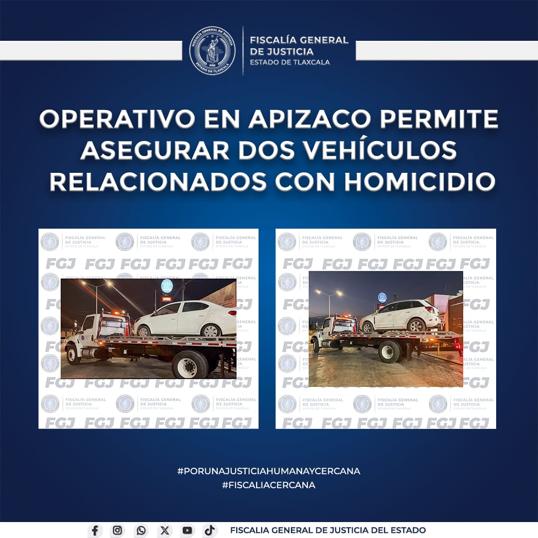 Operativo en Apizaco permite asegurar dos vehículos relacionados con un homicidio