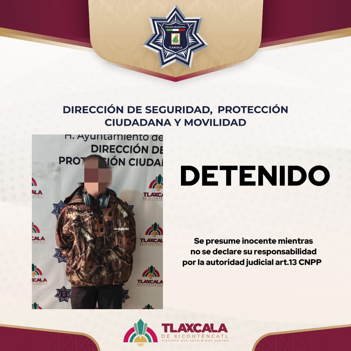 Policía Municipal de Tlaxcala asegura a masculino con joyas y presuntas sustancias ilícitas en Tlapancalco