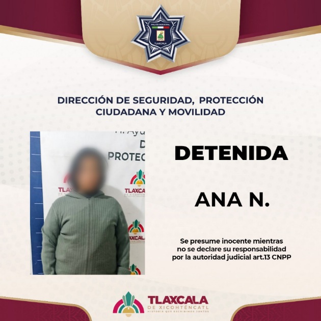 Policía Municipal de Tlaxcala detuvo a mujer por alteración al orden público en San Gabriel Cuauhtla