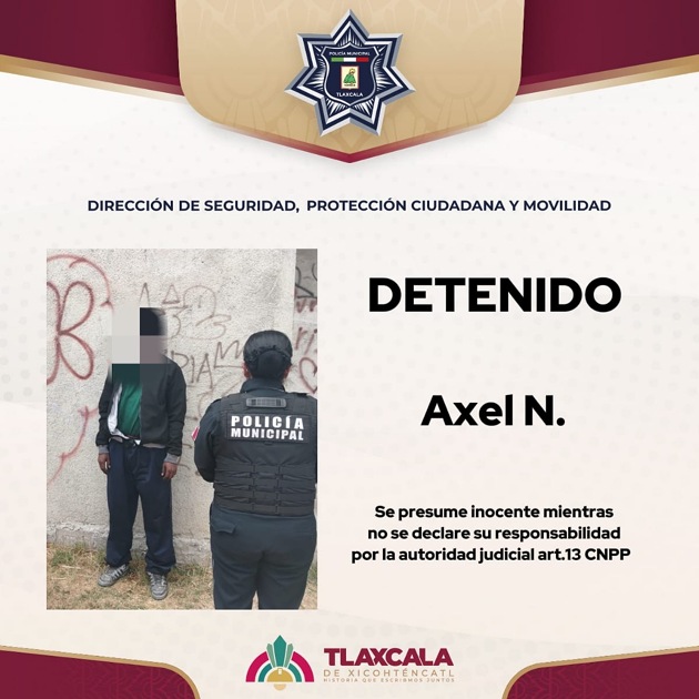 Detiene Policía Municipal de Tlaxcala a hombre con mandamiento judicial en Querétaro