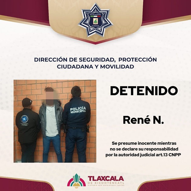 Policía Municipal de Tlaxcala aprehende a sujeto con orden de captura vigente en Hidalgo por el delito de homicidio