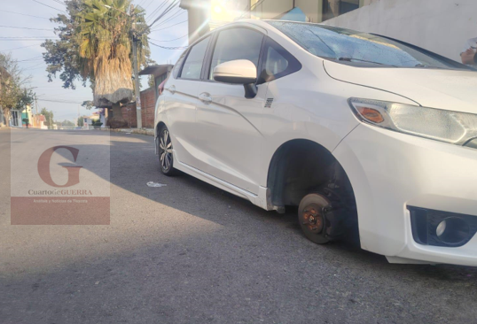 Ladrones de llantas pegan de nuevo en La Loma Xicohténcatl,  Tlaxcala