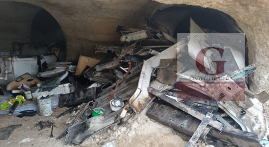 ¡Desmantelan 'cueva' de autopartes! Fuerzas estatales localizan deshuesadero clandestino de tractocamiones en Nanacamilpa