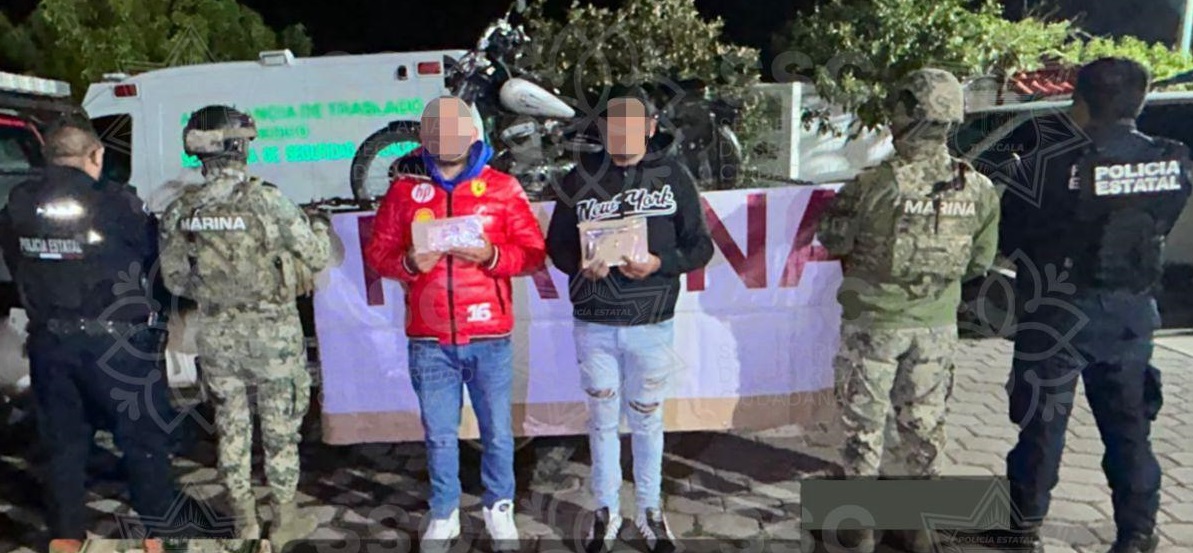 Detienen SSC y Marina a dos sujetos por portación de objeto apto para agredir