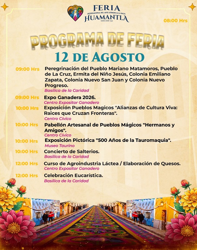 Huamantla tiene plan para todos este miércoles 12 de agosto